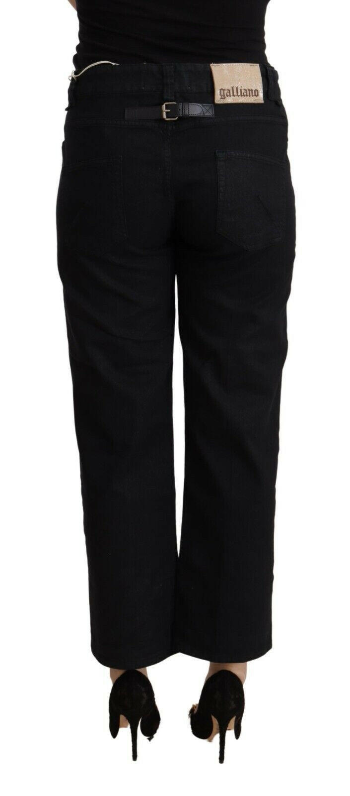John Galliano Black Cotton Flared Cropped High Waist Denim Jeans -   -  John Galliano. John Galliano Black Cotton Flared Cropped High Waist Denim Jeans -   -  John Galliano.