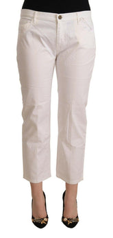 L'Autre Chose White Cotton Mid Waist Cropped Denim Jeans -   -  L'Autre Chose.