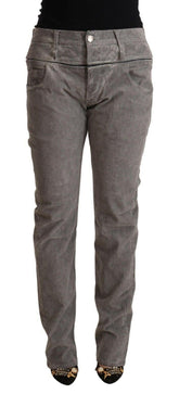 Acht Gray Cotton Straight Fit High Waist Pants -   -  Acht.