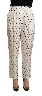 Ermanno Scervino White Polka Dotted High Waist Tapered Pants -   -  Ermanno Scervino.