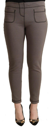 John Galliano Gray Cotton Mid Waist Stretch Leggings Cropped Pants -   -  John Galliano.