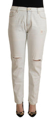 PINKO White Cotton Distressed Mid Waist Skinny Denim Jeans - - PINKO.