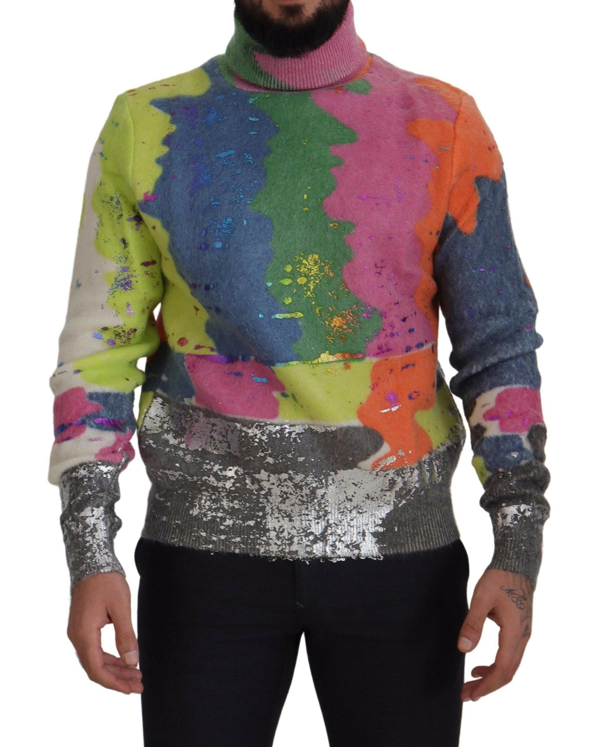 Dolce & Gabbana Multicolor Turtleneck Pullover Mohair Sweater -   -  Dolce & Gabbana.