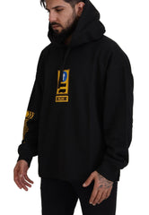 Dolce & Gabbana Black Cotton Hooded DG Shield Pullover Sweater -   -  Dolce & Gabbana.