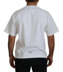 Dolce & Gabbana White Logo Print Cotton Crewneck T-shirt - - Dolce & Gabbana.