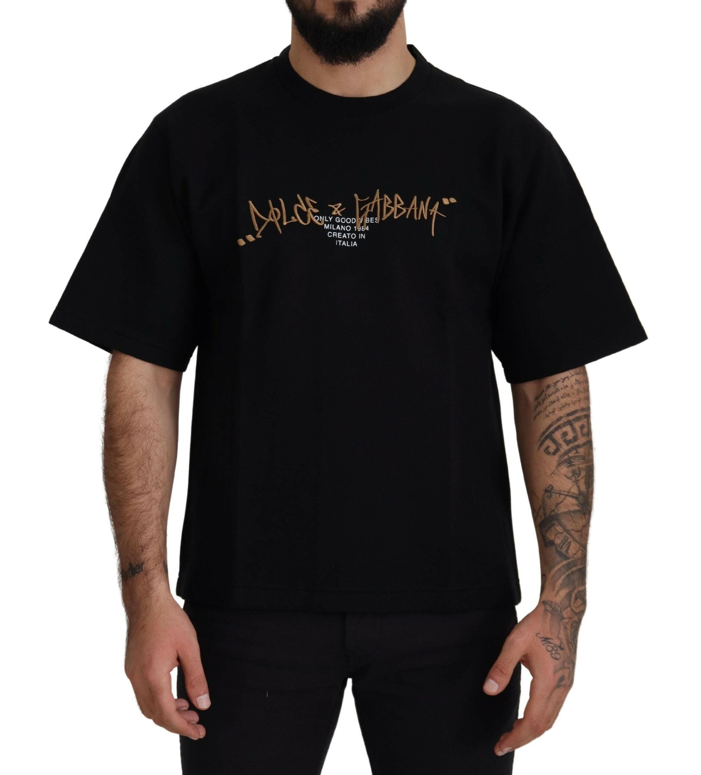 Dolce & Gabbana Black Logo Cotton Crewneck T-shirt -   -  Dolce & Gabbana.
