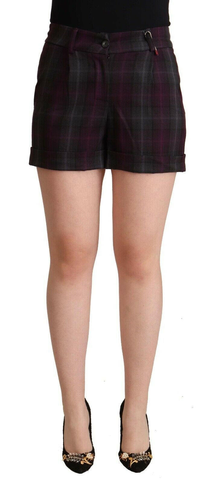 BENCIVENGA Multicolor Checkered Mid Waist Folded Hem Shorts - - BENCIVENGA.