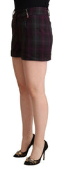 BENCIVENGA Multicolor Checkered Mid Waist Folded Hem Shorts - - BENCIVENGA.