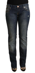 Acht Blue Washed Cotton Low Waist Skinny Denim Jeans -   -  Acht.