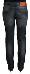 Acht Blue Washed Cotton Low Waist Skinny Denim Jeans -   -  Acht.