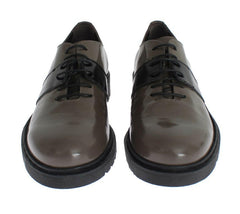 AI_ Gray Brown Leather Laceups Shoes -   -  AI_.