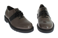 AI_ Gray Brown Leather Laceups Shoes -   -  AI_.
