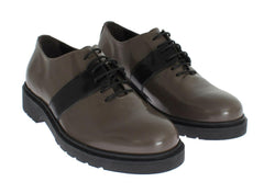 AI_ Gray Brown Leather Laceups Shoes -   -  AI_.