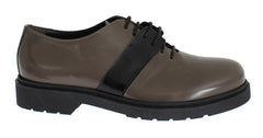 AI_ Gray Brown Leather Laceups Shoes -   -  AI_.