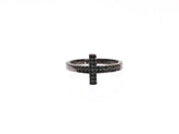 Nialaya Black CZ Cross Rhodium 925 Ring -   -  Nialaya.