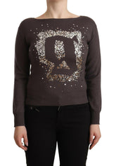 John Galliano Brown Wool Sequined Long Sleeves Pullover Sweater -   -  John Galliano.