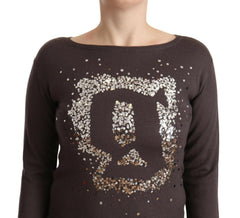 John Galliano Brown Wool Sequined Long Sleeves Pullover Sweater - - John Galliano.