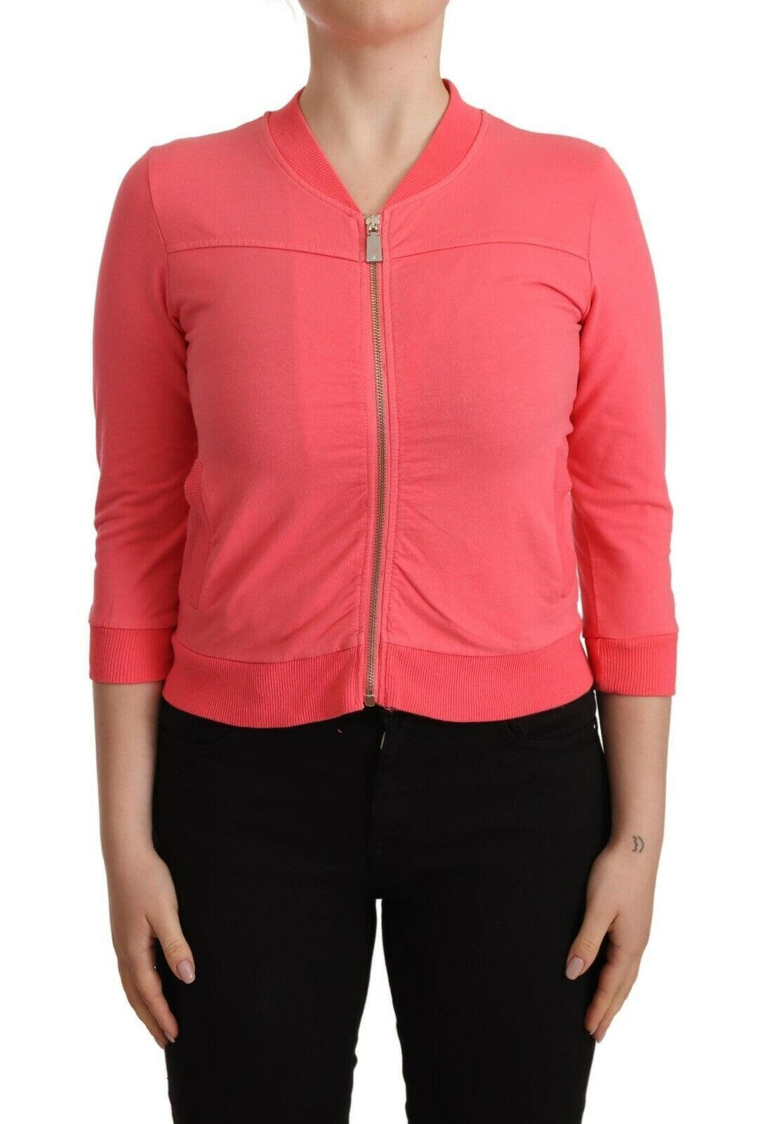Blumarine Pink 3/4 Sleeve Zip Embellished Sweater -   -  Blumarine.