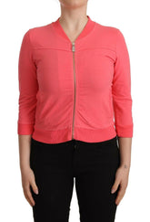 Blumarine Pink 3/4 Sleeve Zip Embellished Sweater -   -  Blumarine.