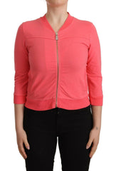 Blumarine Pink 3/4 Sleeve Zip Embellished Sweater -   -  Blumarine.
