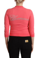 Blumarine Pink 3/4 Sleeve Zip Embellished Sweater -   -  Blumarine.