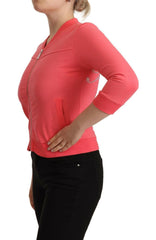 Blumarine Pink 3/4 Sleeve Zip Embellished Sweater -   -  Blumarine.