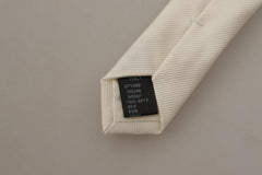 Dolce & Gabbana Off-White 100% Silk Slim Adjustable  Accessory Necktie -  Neckties, Men -  Dolce & Gabbana.
