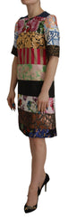 Dolce & Gabbana Multicolor Pachwork Floral Sheath Jaquard Mini Gown Dress -   -  Dolce & Gabbana.