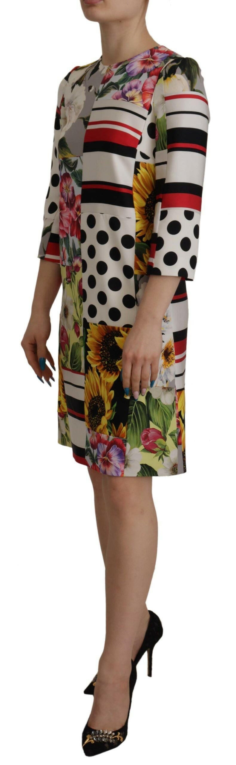 Dolce & Gabbana Multicolor Charmeuse Floral Sheath Jaquard Pachwork Dress -   -  Dolce & Gabbana. Dolce & Gabbana Multicolor Charmeuse Floral Sheath Jaquard Pachwork Dress -   -  Dolce & Gabbana.