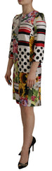Dolce & Gabbana Multicolor Charmeuse Floral Sheath Jaquard Pachwork Dress -   -  Dolce & Gabbana.
