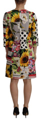 Dolce & Gabbana Multicolor Charmeuse Floral Sheath Jaquard Pachwork Dress -   -  Dolce & Gabbana.