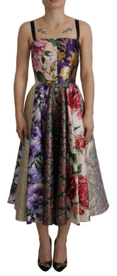 Dolce & Gabbana Dress Midi Patchwork Floral Jaquard Silk -   -  Dolce & Gabbana.