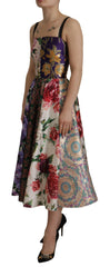 Dolce & Gabbana Dress Midi Patchwork Floral Jaquard Silk -   -  Dolce & Gabbana.