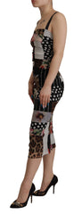 Dolce & Gabbana Multicolor Pachwork Midi Floral Silk Leopard Bodycon Dress -   -  Dolce & Gabbana.