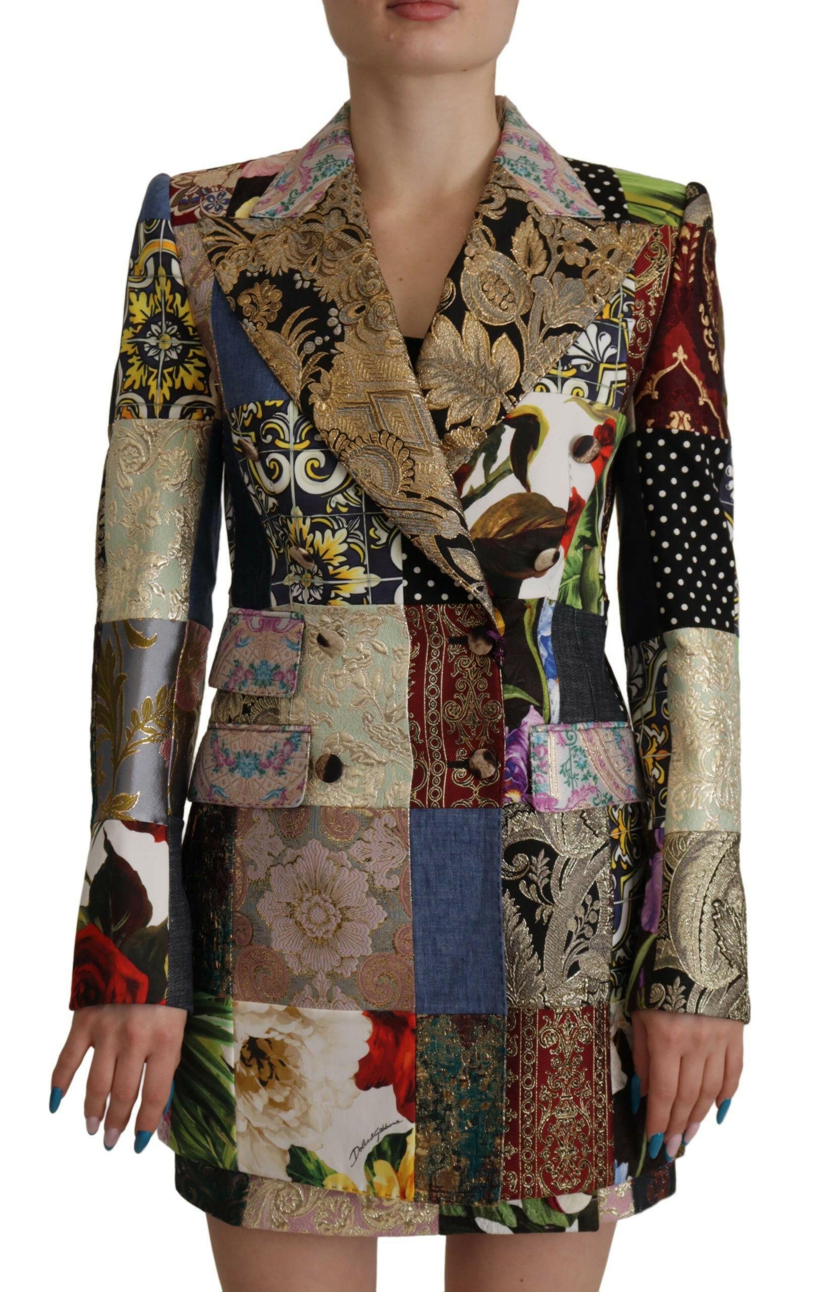 Dolce & Gabbana Multicolor Double-Breasted Patchwork Jacquard Blazer Jacket -   -  Dolce & Gabbana.