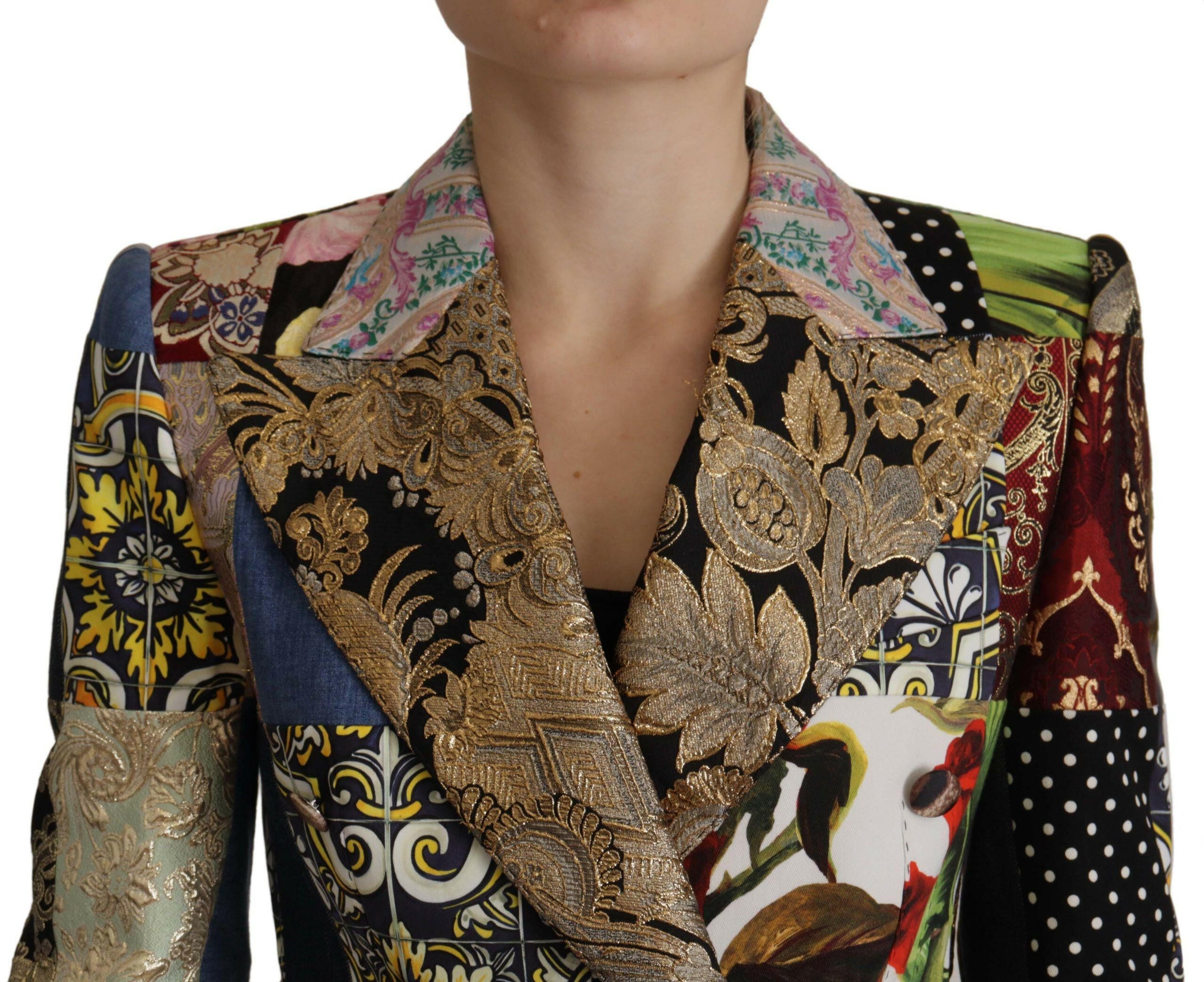 Dolce & Gabbana Multicolor Double-Breasted Patchwork Jacquard Blazer Jacket -   -  Dolce & Gabbana. Dolce & Gabbana Multicolor Double-Breasted Patchwork Jacquard Blazer Jacket -   -  Dolce & Gabbana.