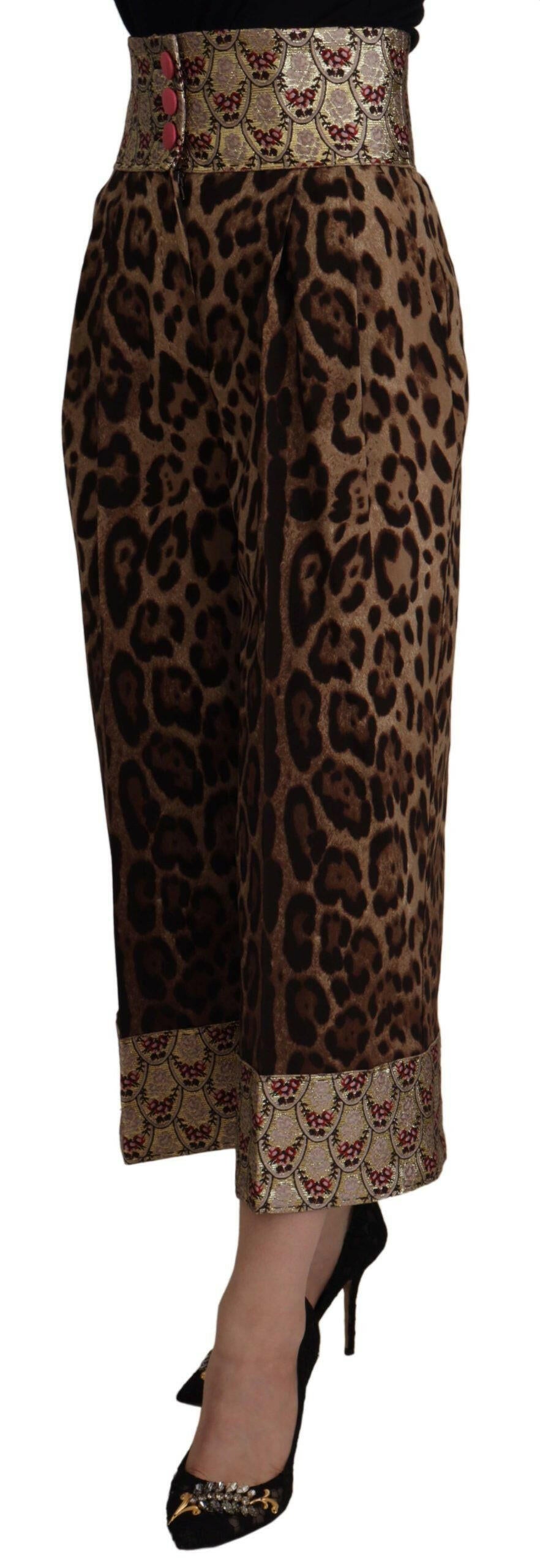 Dolce & Gabbana Brown Leopard Gold Jacquard High Waist Pants -   -  Dolce & Gabbana. Dolce & Gabbana Brown Leopard Gold Jacquard High Waist Pants -   -  Dolce & Gabbana.