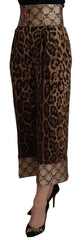 Dolce & Gabbana Brown Leopard Gold Jacquard High Waist Pants -   -  Dolce & Gabbana.