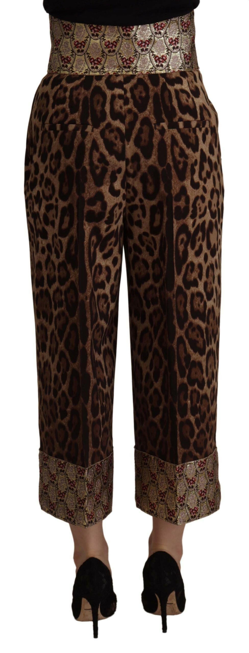 Dolce & Gabbana Brown Leopard Gold Jacquard High Waist Pants -   -  Dolce & Gabbana. Dolce & Gabbana Brown Leopard Gold Jacquard High Waist Pants -   -  Dolce & Gabbana.