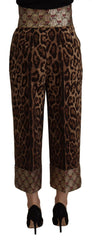 Dolce & Gabbana Brown Leopard Gold Jacquard High Waist Pants -   -  Dolce & Gabbana.