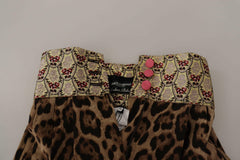 Dolce & Gabbana Brown Leopard Gold Jacquard High Waist Pants -   -  Dolce & Gabbana.