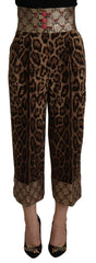 Dolce & Gabbana Brown Leopard Gold Jacquard High Waist Pants -   -  Dolce & Gabbana.