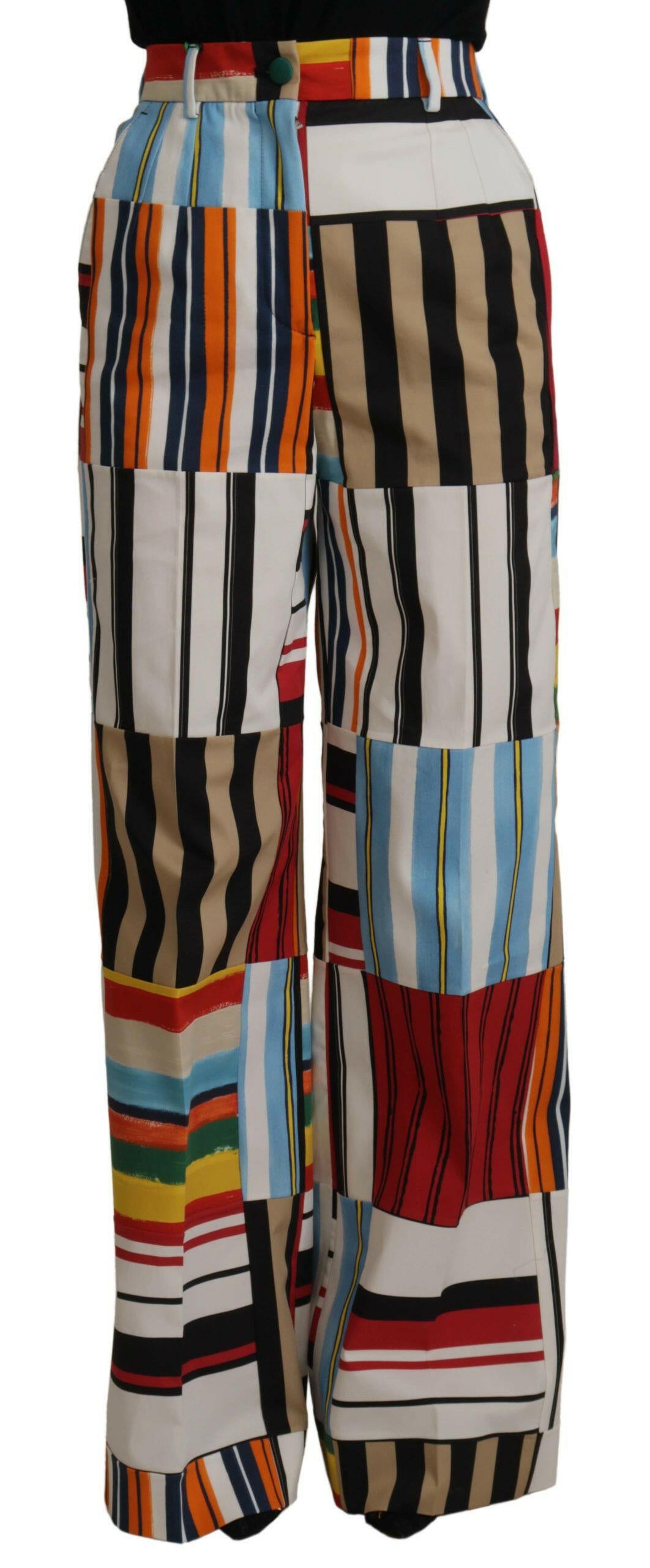 Dolce & Gabbana Multicolor Striped High Waist Cotton Pants -   -  Dolce & Gabbana.