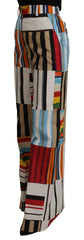 Dolce & Gabbana Multicolor Striped High Waist Cotton Pants -   -  Dolce & Gabbana.