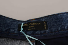 Dolce & Gabbana Blue Jeans Jacquard Majolica High Waist Pants -   -  Dolce & Gabbana.
