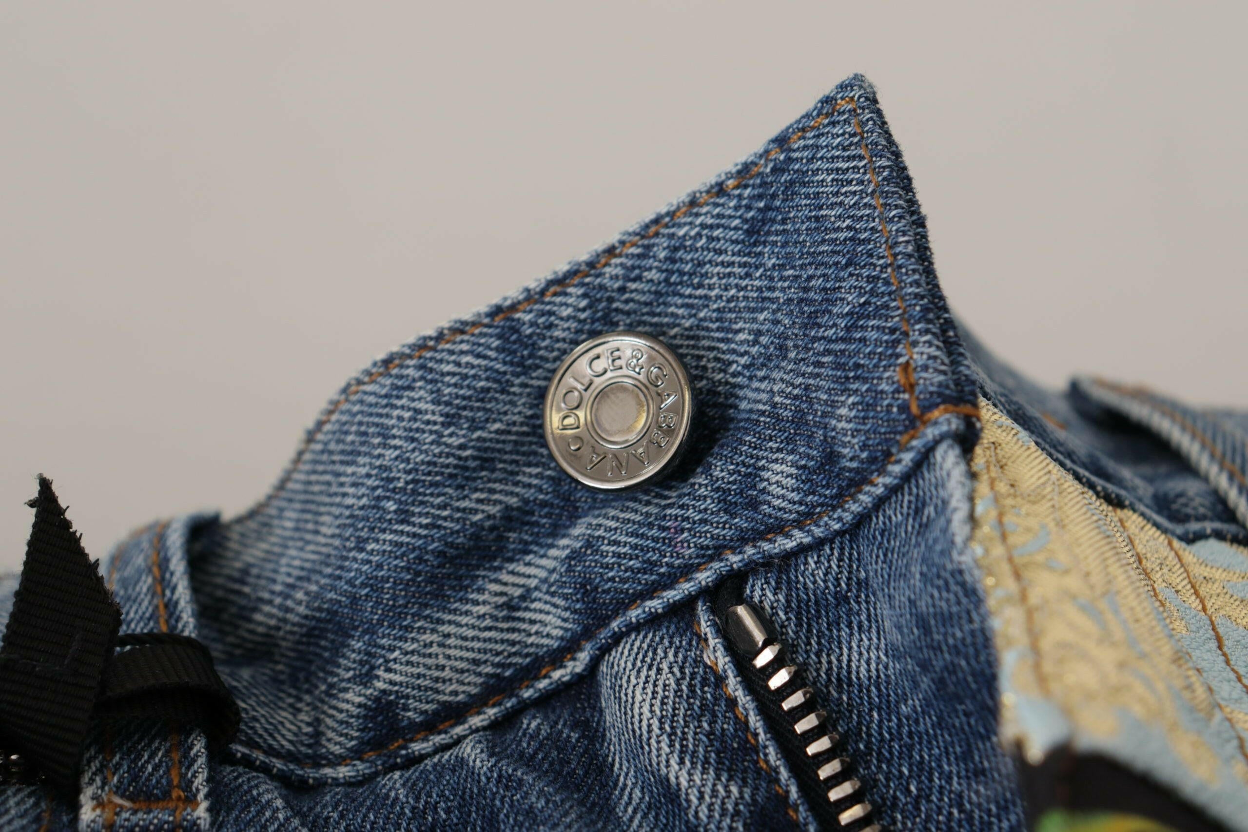 Dolce & Gabbana Blue Jeans Jacquard Majolica High Waist Pants -   -  Dolce & Gabbana. Dolce & Gabbana Blue Jeans Jacquard Majolica High Waist Pants -   -  Dolce & Gabbana.