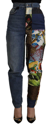 Dolce & Gabbana Blue Jeans Jacquard Majolica High Waist Pants -   -  Dolce & Gabbana.