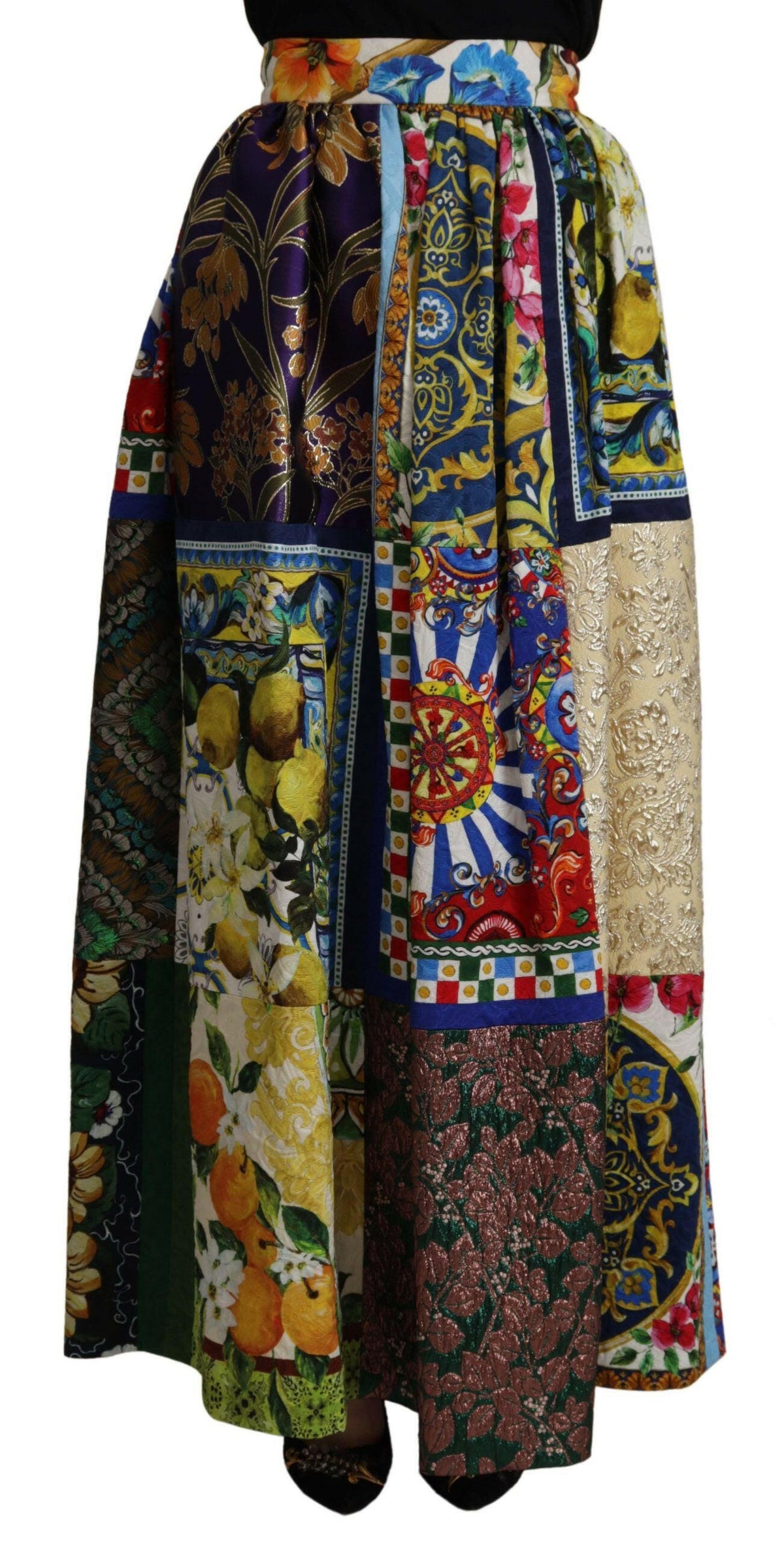 Dolce & Gabbana Multicolor Patchwork Sicily Long Maxi Skirt -   -  Dolce & Gabbana.