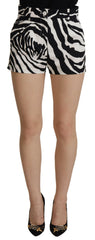 Dolce & Gabbana Black White Cotton Stretch Hot Pants Shorts -   -  Dolce & Gabbana.