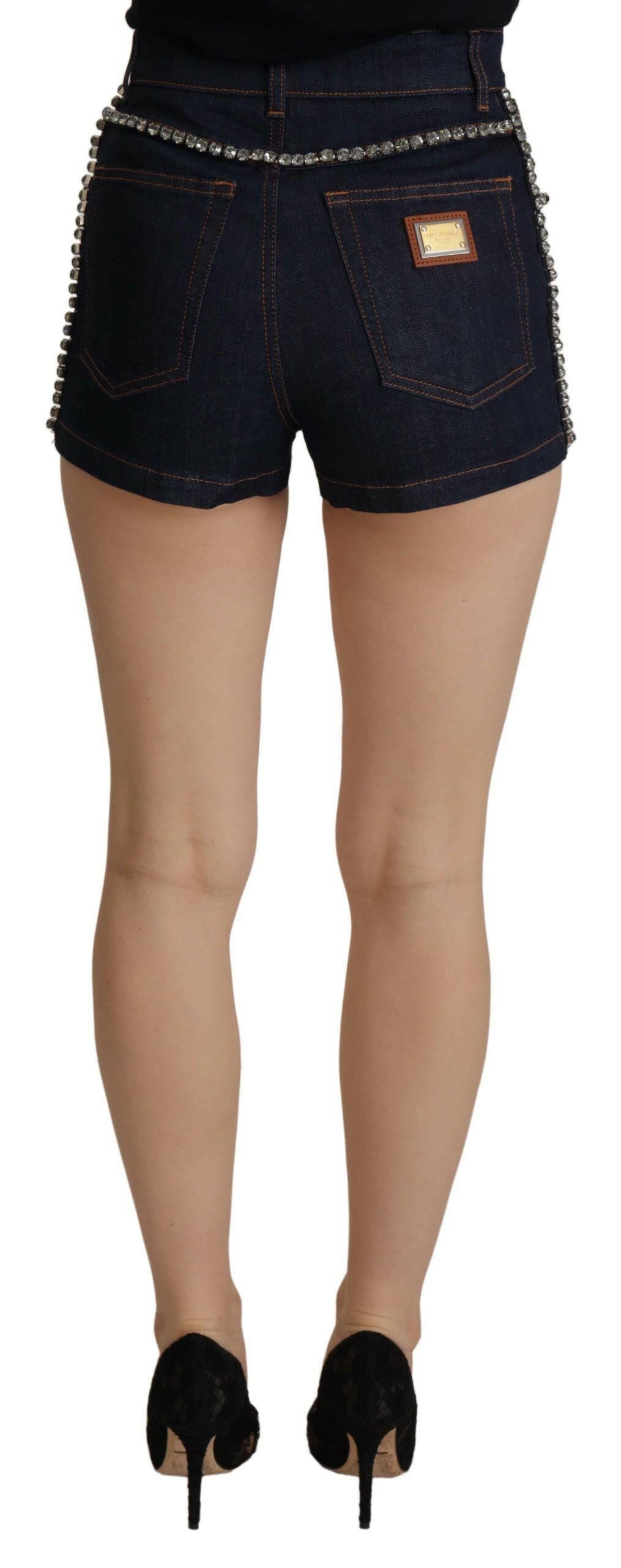 Dolce & Gabbana Blue Denim Stretch Crystal Hot Pants Shorts -   -  Dolce & Gabbana. Dolce & Gabbana Blue Denim Stretch Crystal Hot Pants Shorts -   -  Dolce & Gabbana.